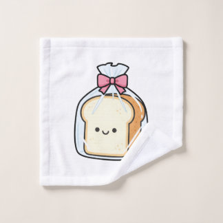 Cute Kawaii Cartoon Illustration of Sliced Bread Wash Cloth