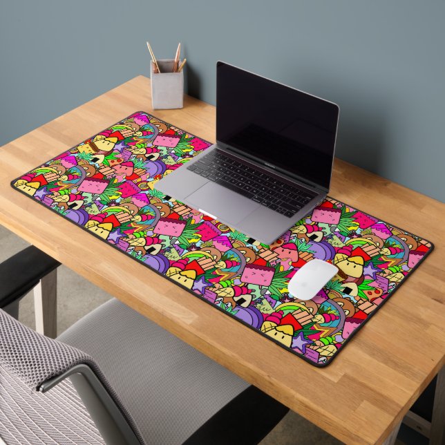 Cute Kawaii cartoon l Colourful kids hand drawn Desk Mat (Office 2)