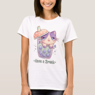 Cute Kawaii Cat Boba T-Shirt   Have a Break Bubble