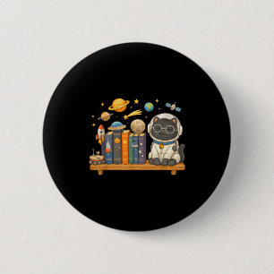 Cute kawaii cat books astronaut space 6 cm round badge