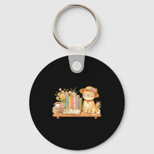 Cute kawaii cat books flowers  key ring