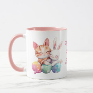Cute Kawaii Cat & Bunny Easter Mug Cat Lovers Gift