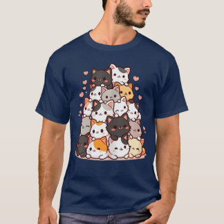 Cute Kawaii Cat Cartoon Anime Cats friend T-Shirt