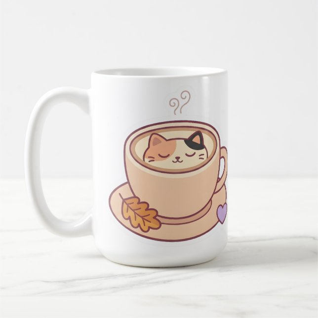 Cute Kawaii Cat Coffee Mug  (Left)