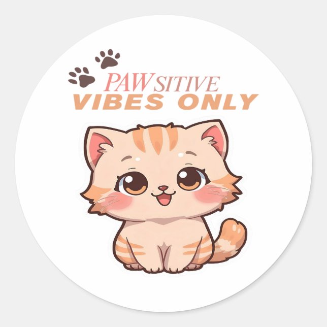 Cute Kawaii Cat Design Sticker (Front)
