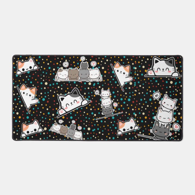 Cute Kawaii Cat Desk Mat (Front)
