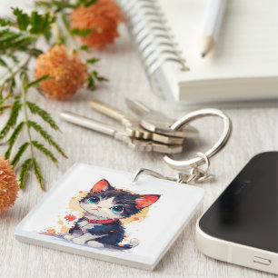 Cute Kawaii Cat for Cat Lovers  Key Ring