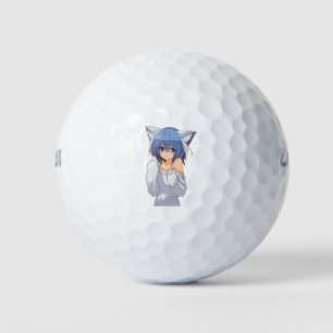 Cute Kawaii Cat-girl Waifu Golf Balls