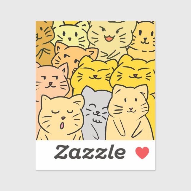 Cute Kawaii Cat Illustration Stickers (Sheet)