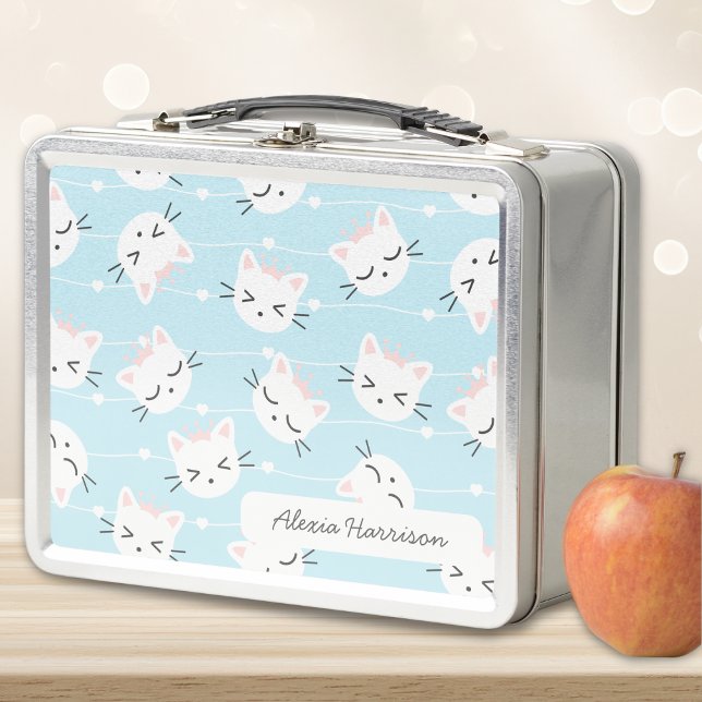 Cute Kawaii Cat Kitten Name Metal Lunch Box (Creator Uploaded)