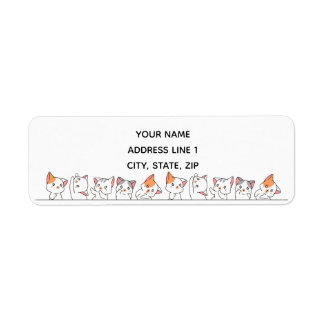 Cute Kawaii Cat Kittens Return Address Label