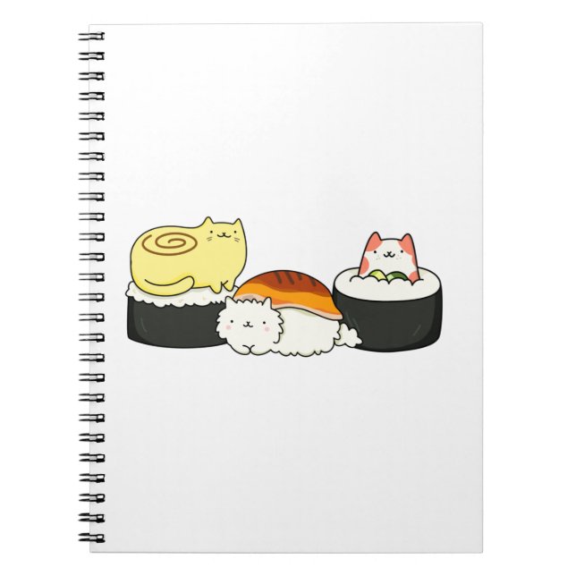 Cute Kawaii Cat-lifornia Sushi Roll Notebook (Front)