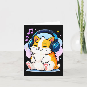 Cute Kawaii Cat Neko Funny Music Kitten Lover K-p  Card