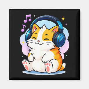 Cute Kawaii Cat Neko Funny Music Kitten Lover K-p Magnet