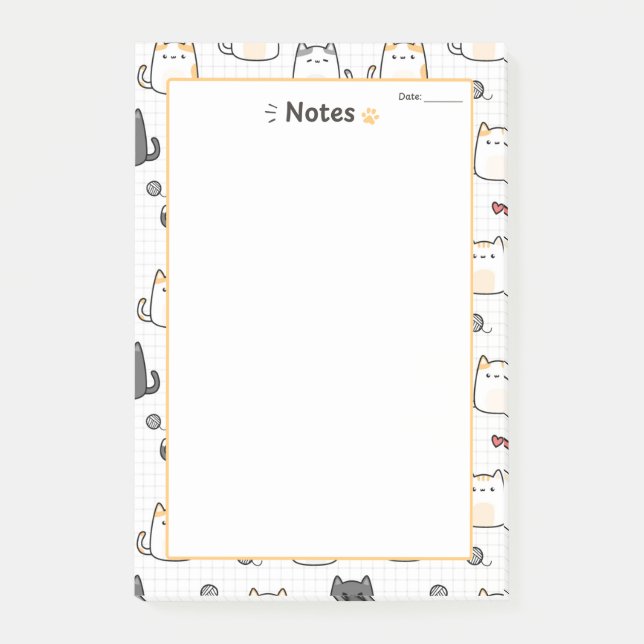 Cute Kawaii Cat Notes Notepad (Front)