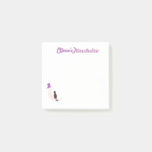 Cute Kawaii Cat on Moon with Purple Butterfly  Post-it Notes