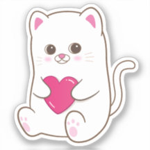 Cute Kawaii Cat Pink Heart Valentine
