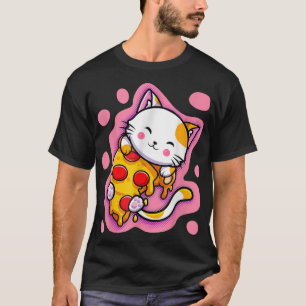Cute Kawaii Cat Pizza Japanese Anime Women or Girl T-Shirt