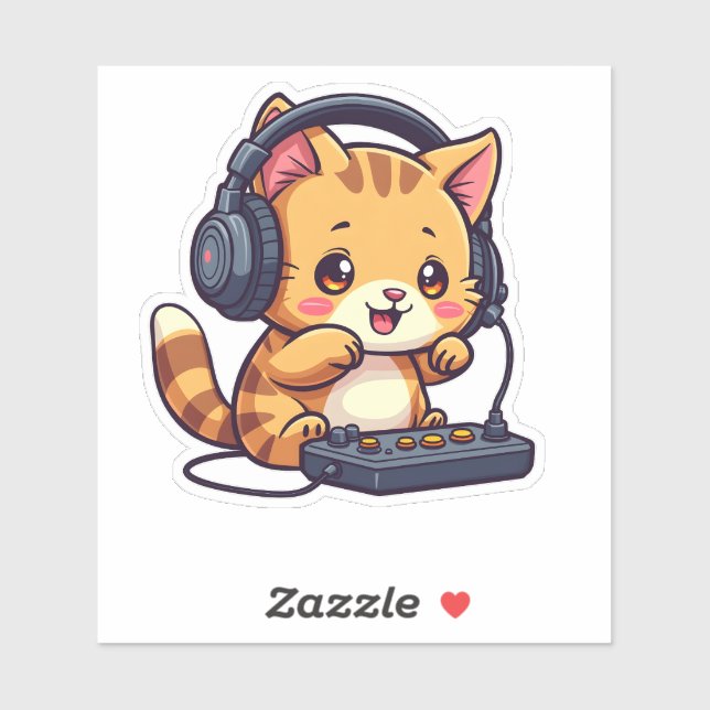 Cute Kawaii Cat Playing Video Games - Adorable Gam (Sheet)