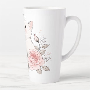Cute Kawaii Cat "Pretty but Savage" Floral Coffee  Latte Mug