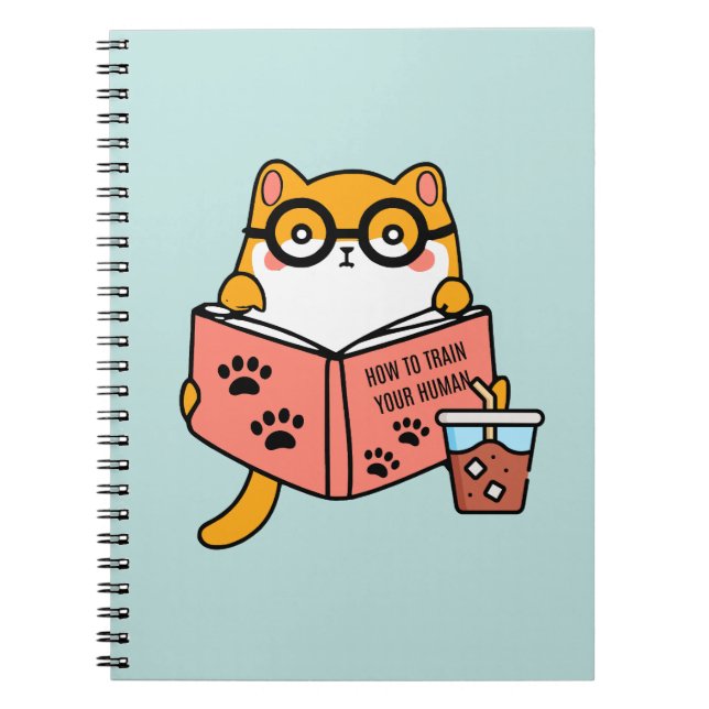 Cute Kawaii cat reading a book (Front)