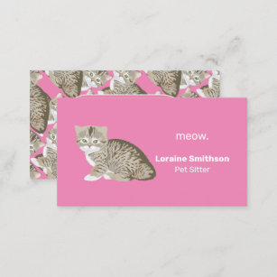 Cute Kawaii Cat Sitter Pink Business Card