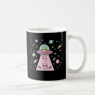 Cute Kawaii Cat UFO Abduction Space Galaxy Mug
