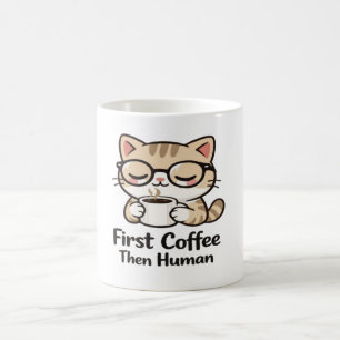 Cute Kawaii Cat Wearing Glasses - Funny Morning Co Coffee Mug