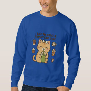 Cute Kawaii Cat with Matcha Green Tea  Sweatshirt