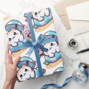 cute kawaii cat wrapping paper