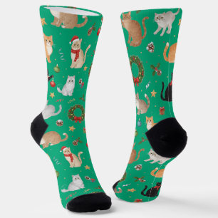 Cute Kawaii Cats & Christmas Decorations Socks