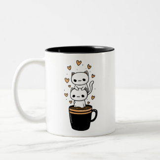 Cute Kawaii Cats Coffee Cup Two-Tone Mug