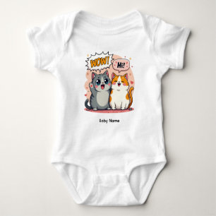 Cute Kawaii Cats Custom Baby Name Jersey Bodysuit