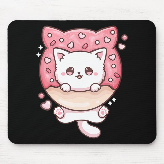 Cute Kawaii Cats Doughnut Anime Lover Otaku Fun Ca Mouse Pad (Front)