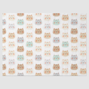 Cute Kawaii Cats Hand-Drawn Illustrations Pastel  Tissue Paper
