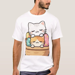 Cute Kawaii Cats Ice Cream Illustration T-Shirt