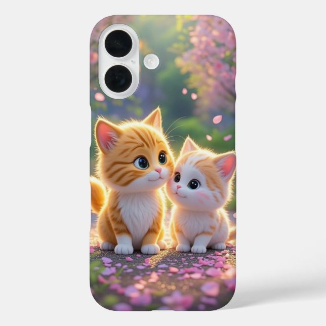 Cute Kawaii Cats in Cherry Blossom Phone Case (Back)