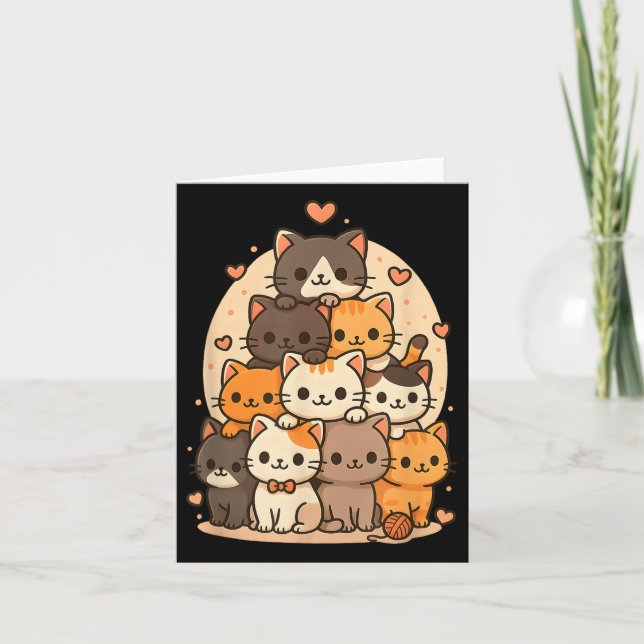 Cute Kawaii Cats Neko Funny Kitten Cat Lover Carto Card (Front)