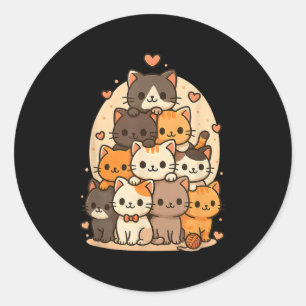 Cute Kawaii Cats Neko Funny Kitten Cat Lover Carto Classic Round Sticker