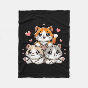 Cute Kawaii Cats Neko Funny Kitten Cat Lover Gift Fleece Blanket