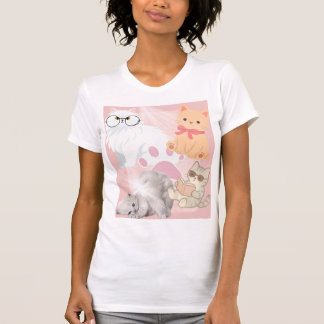 Cute Kawaii Cats Pink Women T-Shirt | Funny Cat Lo