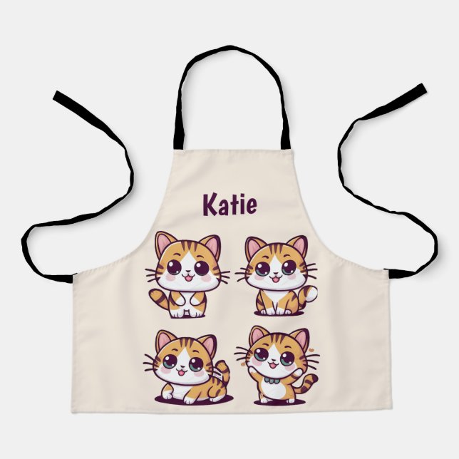 Cute Kawaii Cats posing Apron (Front)