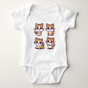Cute Kawaii Cats posing Baby Bodysuit