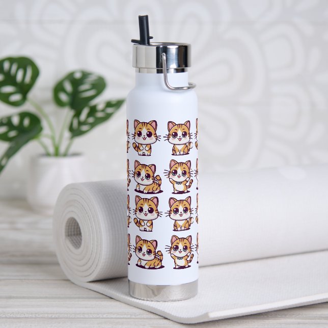 Cute Kawaii Cats posing Water Bottle (Yoga)