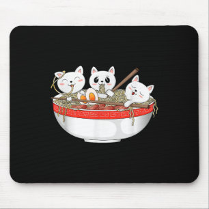 Cute Kawaii Cats Ramen Noodles Anime Japanese Cat Mouse Pad