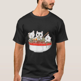 Cute Kawaii Cats Ramen Noodles Anime Japanese Cat  T-Shirt