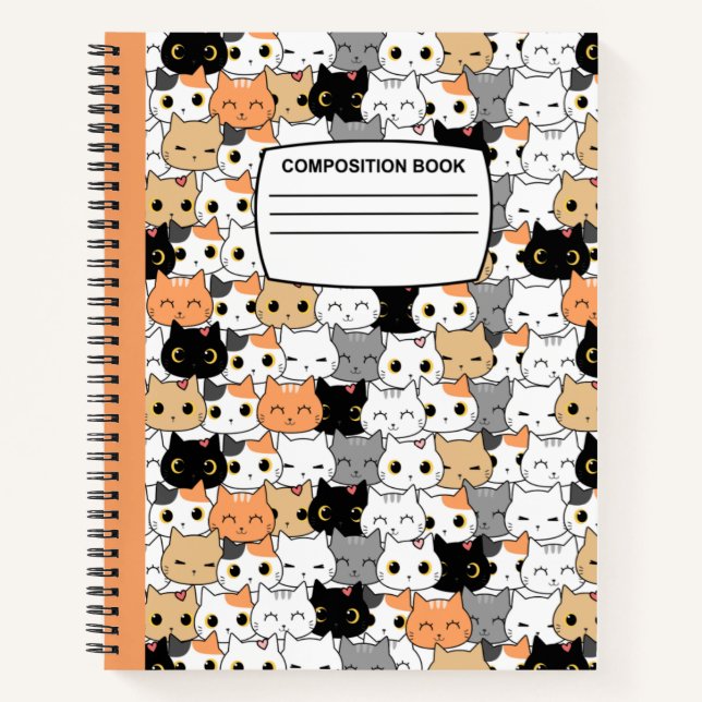 Cute Kawaii cats Spiral Composition  Notebook (Front)