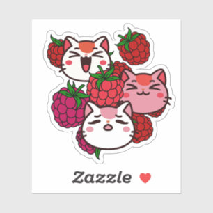 Cute Kawaii Cats with Raspberries
