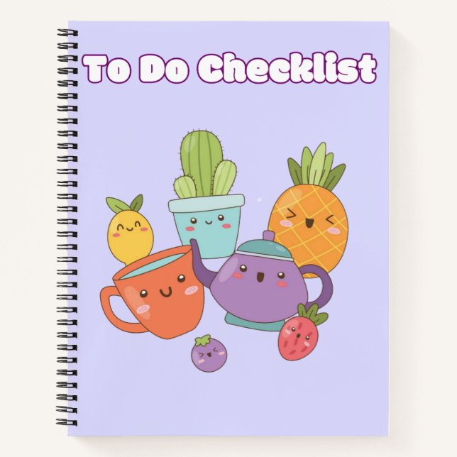 Cute Kawaii Checklist 💗✨💛🍓 Notebook (Front)
