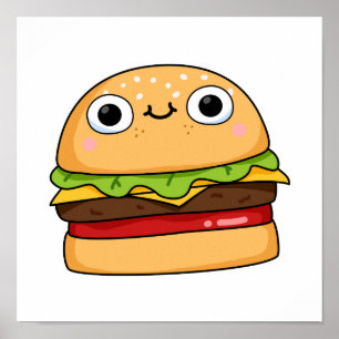 Cute Kawaii Cheeseburger Poster